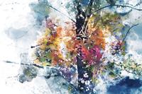 Karo-art Schilderij - Boom in herfst (print op canvas), 2 maten, Premium print