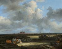 Karo-art Schilderij Jacob van Ruisdael, gezicht op Haarlem met bleekvelden, 1670-1675 90x70cm