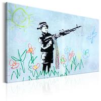 Karo-art Schilderij - Jongen met geweer , Banksy