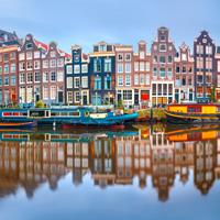 Karo-art Schilderij - Amsterdamse gracht , 3 Maten, Premium print