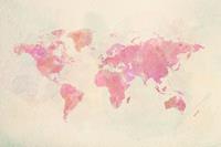 Karo-art Schilderij - Roze wereld in Aquarel, 2 maten, Premium print