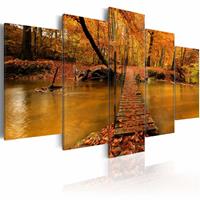 Karo-art Schilderij - Het Rood van de Herfst, 5luik , premium print op canvas