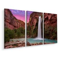 Karo-art Schilderij - Havasupai waterval, USA, 3 luik, premium print