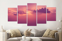 Karo-art Schilderij -Roze wolken, 5 luik, 200x100cm, Premium print