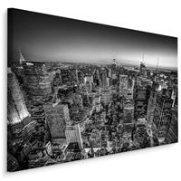 Karo-art Schilderij - Overzicht over Manhattan in zwart wit , Wanddecoratie , Premium print