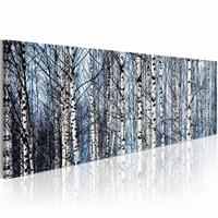 Karo-art Schilderij - Witte Berken, Blauw/Wit , wanddecoratie , premium print op canvas