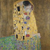 Karo-art Schilderij - Gustav Klimt, De Kus, liefdespaar, 3 maten, reproductie