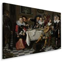 Karo-art Schilderij - Isack Elyas Feestvierend gezelschap (print op canvas), multi-gekleurd, 4 maten, reproductie