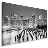 Karo-art Schilderij - Nacht in New York , Wanddecoratie , Premium print