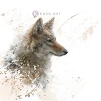 Karo-art Schilderij - Wolf , 3 maten , Beige bruin , Wanddecoratie