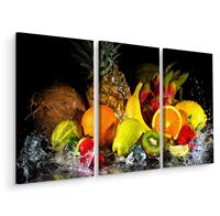 Karo-art Schilderij - Vers fruit in het water, 3 luik, premium print