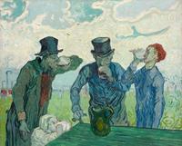 Karo-art Schilderij -Vincent van Gogh, The drinkers. 100x80cm. premium print, wanddecoratie