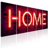 Karo-art Schilderij - Home Neon , 5 luik , Neonlook