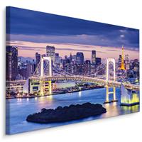 Karo-art Schilderij - Regenboogbrug Tokio, multi-gekleurd, premium print