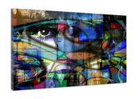 Karo-art Schilderij - Abstract modern, het oog , 3 maten , multikleur , Premium print