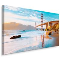 Karo-art Schilderij - Golden Gate Bridge, San Fransisco, 4 maten, multi-gekleurd, wanddecoratie