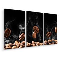 Karo-art Schilderij - Hete koffie bonen, horeca, 3 luik, premium print