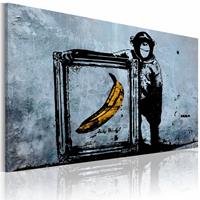 Karo-art Schilderij - Inspired by Banksy , wanddecoratie , premium print op canvas