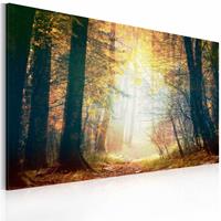 Karo-art Schilderij - Schoonheid van de Herfst, 1 deel , bruin geel , premium print op canvas