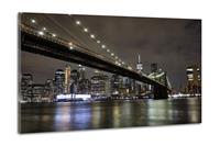 Karo-art Schilderij -Brooklyn Bridge, New York, in de avond, 2 maten, premium print