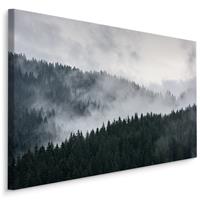 Karo-art Schilderij - Bos in de wolken, premium print, wanddecoratie