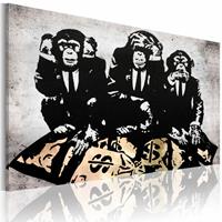 Karo-art Schilderij - Banksy - Geld is een probleem III , wanddecoratie , premium print op canvas