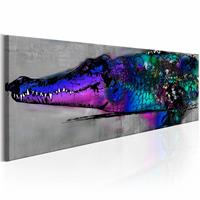 Karo-art Schilderij - Blauwe Alligator , multi kleur