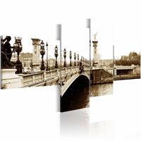 Karo-art Schilderij - Pont Alexandre-III in Parijs, Sepia, 4luik, wanddecoratie