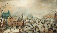 Karo-art Hendrick Avercamp - Winterlandschap met schaatsers , Rijksmuseum, print op canvas, premium print 120x70cm