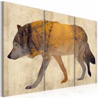 Karo-art Schilderij - Zwervende Wolf, 3luik