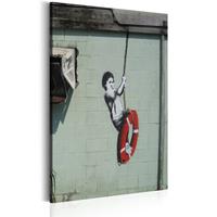 Karo-art Schilderij - Swinger, New Orleans - Banksy, Rood/Wit/Zwart