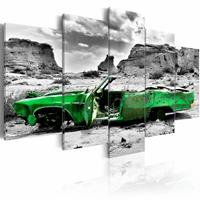 Karo-art Schilderij - Oldtimer in het groen,  5luik