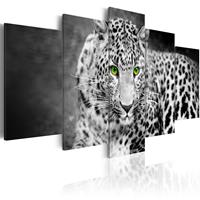 Artgeist Leopard Black and White Leinwandbild 5-teilig 100x50cm