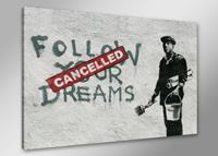 Karo-art Schilderij - Banksy Dreams, Volg je dromen, Zwart-Wit/Rood, 80X60cm, 1luik