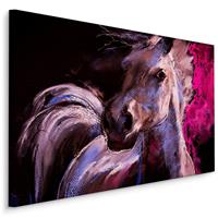 Karo-art Schilderij - Paard in Pastelkleuren (print op canvas), 4 maten , wanddecoratie