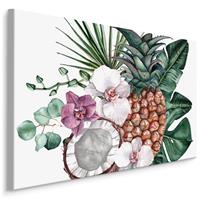 Karo-art Schilderij - Tropisch fruit en orchidee, multi-gekleurd, scherp geprijsd