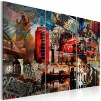 Karo-art Schilderij - Londen collage, Multi-gekleurd, 3luik, premium print