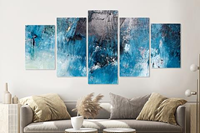 Karo-art Schilderij -Abstract Blauw, 5 luik, 200x100cm, Premium print