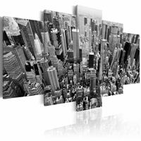 Karo-art Schilderij - New York City - Wolkenkrabbers, Zwart-Wit, 5luik, premium print