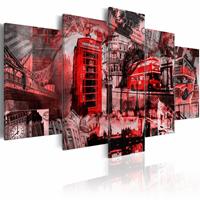 Karo-art Schilderij - Londen collage, Rood, 5luik, premium print