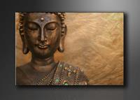 Karo-art Schilderij - Boeddha, Bruin, 80X60cm, 1luik