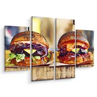 Karo-art Schilderij - Veganistische hamburgers, vegan, 4 luik, premium print