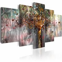 Karo-art Schilderij - Gouden Boom , multi kleur , 5 luik