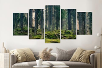 Karo-art Schilderij -Mysterieus bos, groen, 5 luik, 200x100cm, Premium print