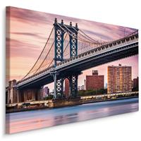 Karo-art Schilderij - Manhatten Bridge NYC, multi-gekleurd, scherpe print