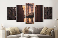 Karo-art Schilderij -Manhattan Bridge, NYC , 5 luik, 200x100cm, Premium print