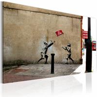 Karo-art Schilderij - Banksy - No Ball Games, 40x60cm , wanddecoratie , premium print op canvas