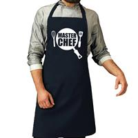 Bellatio Master Chef Barbeque Schort / Keukenschort Navy Blauw Voor Heren - Bbq Schorten