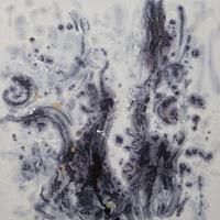 Karo-art Schilderij -Handgeschilderd - Abstracte rook - 100x100cm