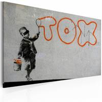 Karo-art Schilderij - Banksy - Wallpaper Graffiti, 40x60cm , wanddecoratie , premium print op canvas